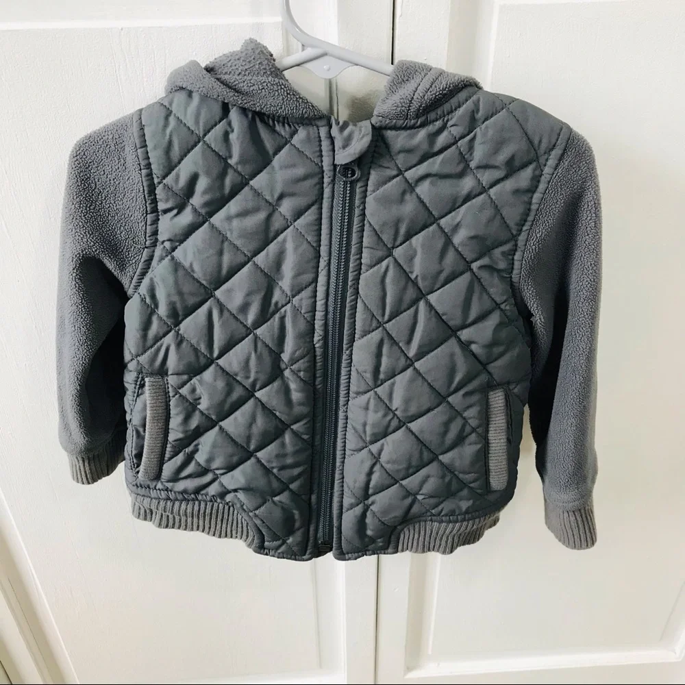 3/$25 OLD NAVY Gray Hybrid Puffer Jacket Size 18-24M